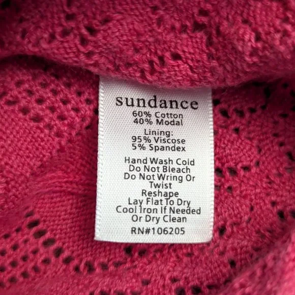 Sundance Womens XL Pink Whispering Winds Pointelle Crochet Henley Boho Spring - Picture 5 of 5